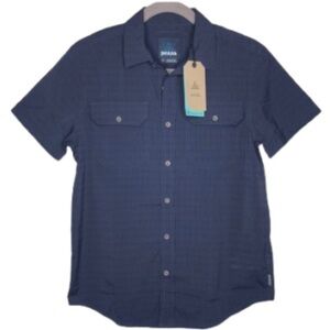 Prana Men's Dark Blue Casual Button Down Shirt